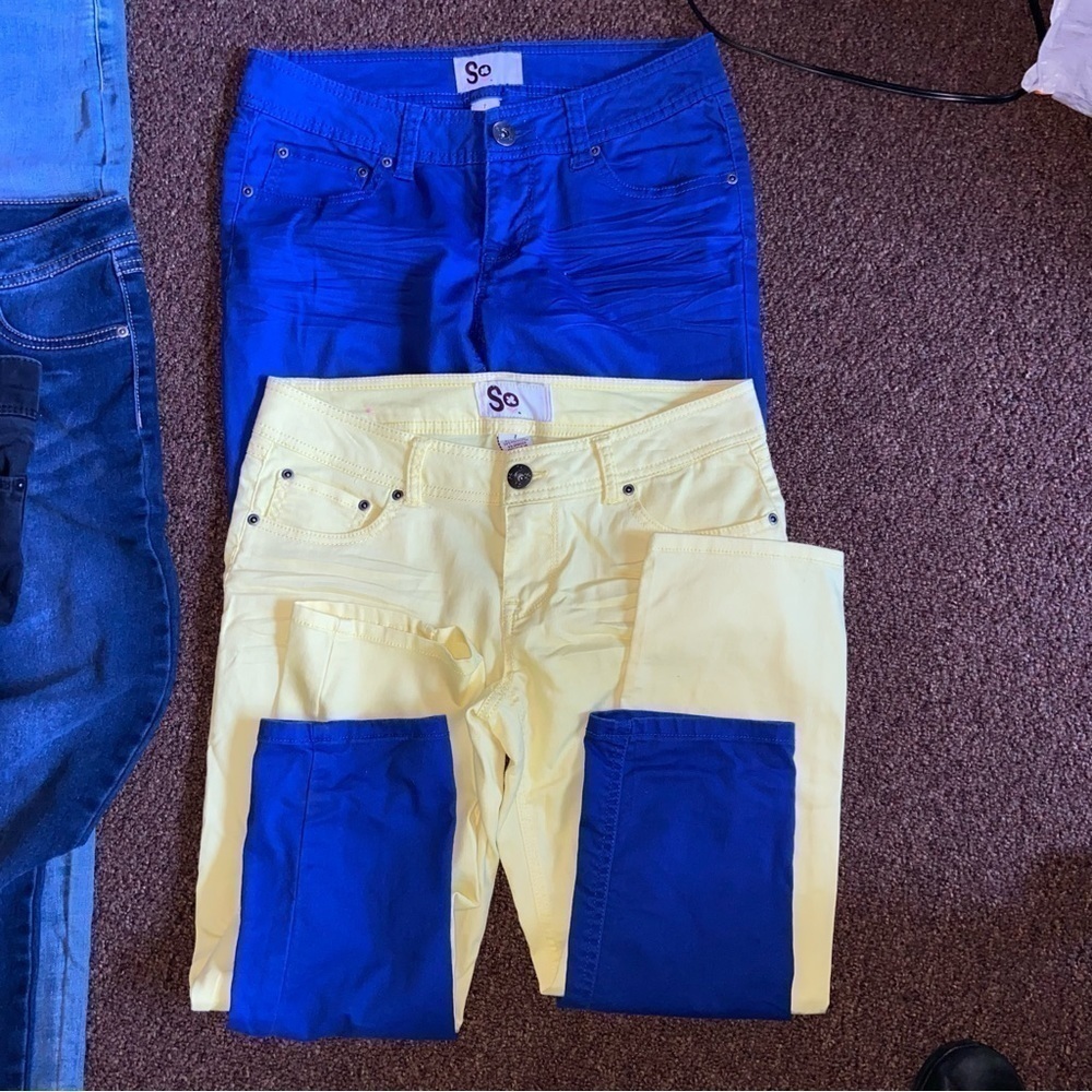 SO SO nice two pair of  lightweight pants blue straight leg and yellow capris.